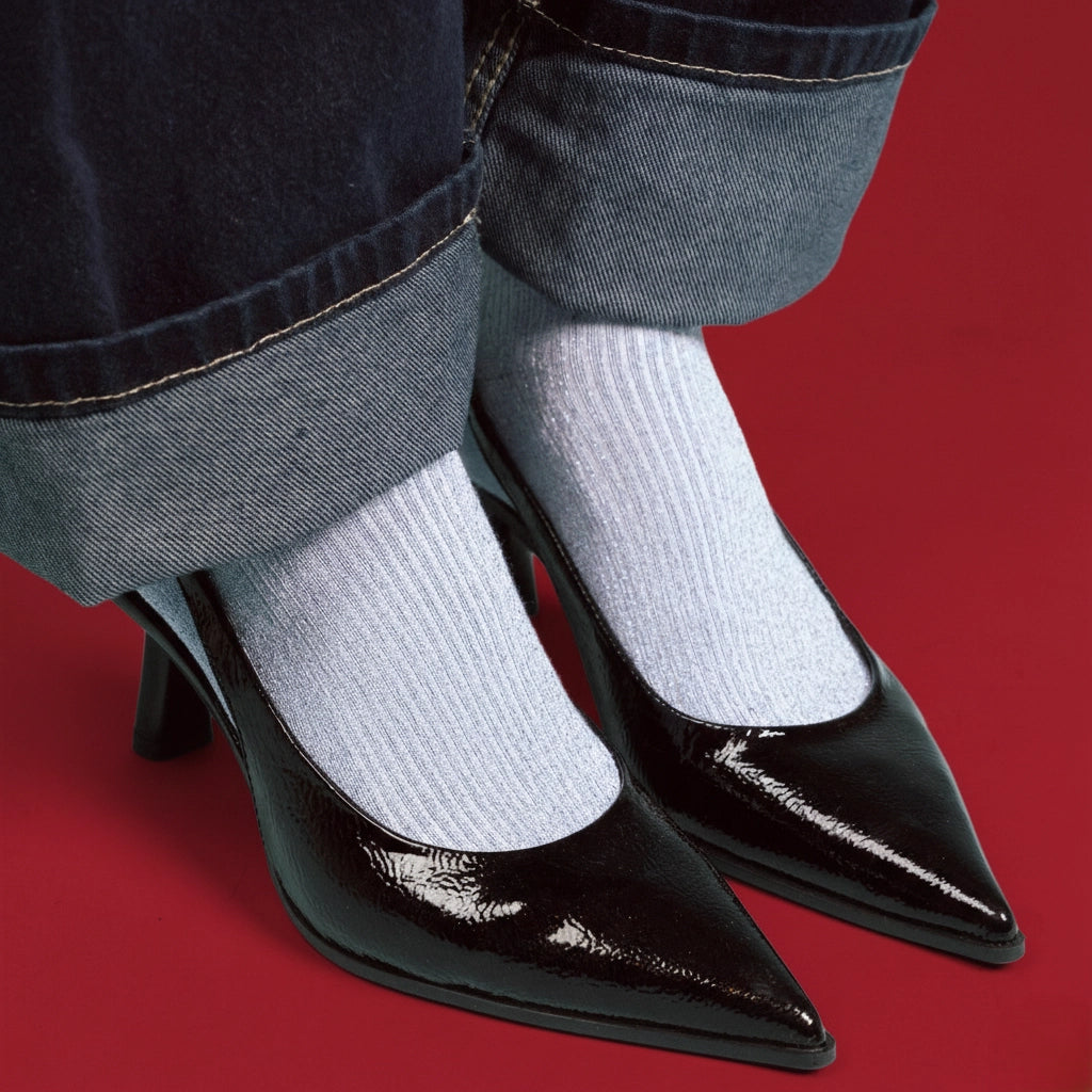 Glitter Lurex Socks in Eco-Friendly Lyocell - Light Blue