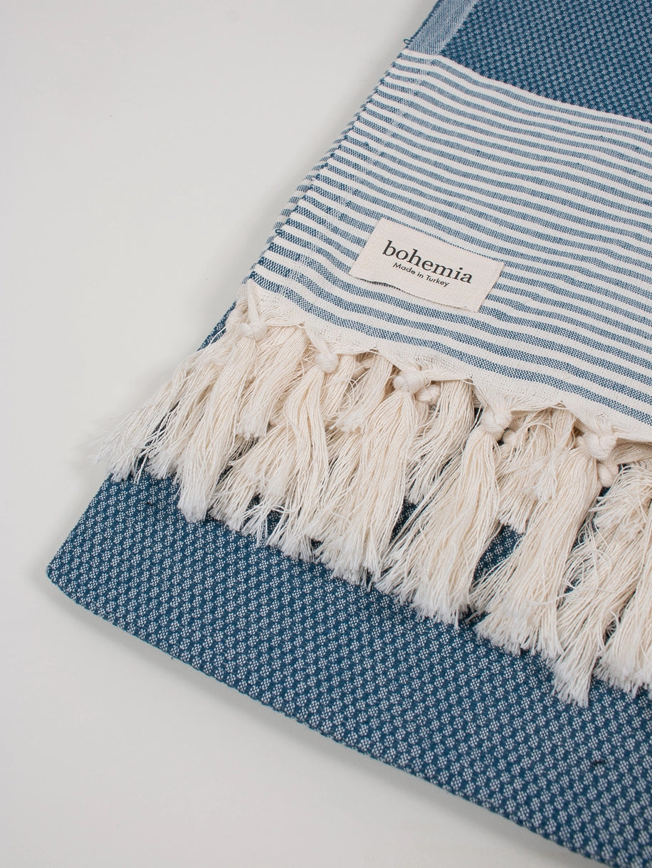 Amalfi Cotton Hammam Towel - Indigo