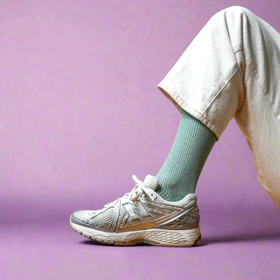 Glitter Lurex Socks in Eco-Friendly Lyocell - Mint Green