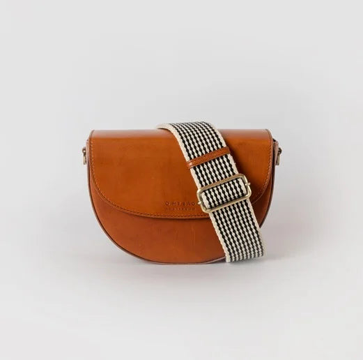 Ava Crossbody Saddle Bag - Two Straps - Cognac