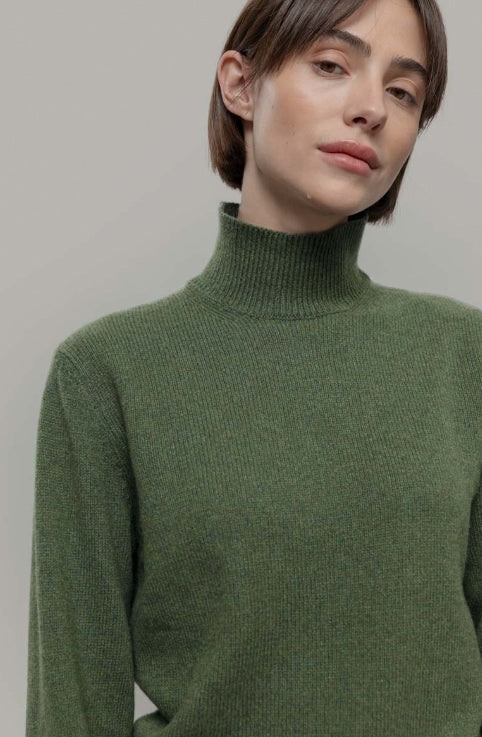 ADA - Recycled Cashmere Mock-Neck Sweater - Moss Green