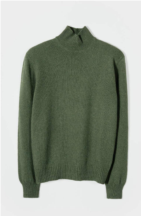 ADA - Recycled Cashmere Mock-Neck Sweater - Moss Green