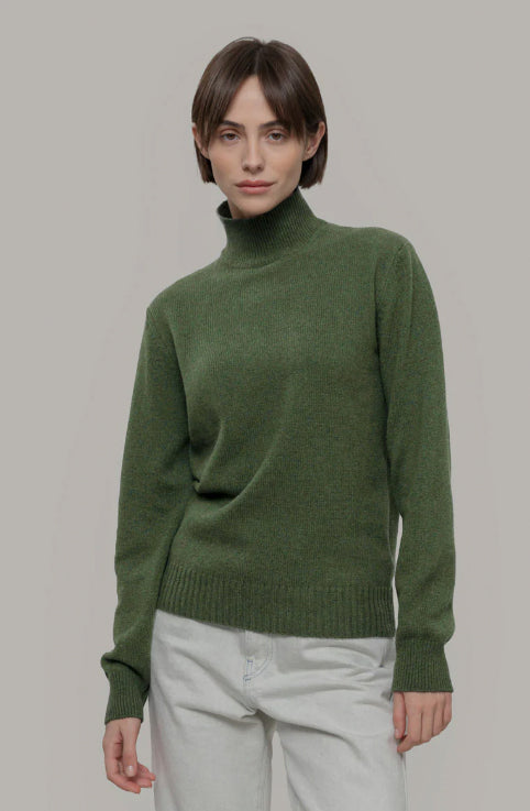 ADA - Recycled Cashmere Mock-Neck Sweater - Moss Green