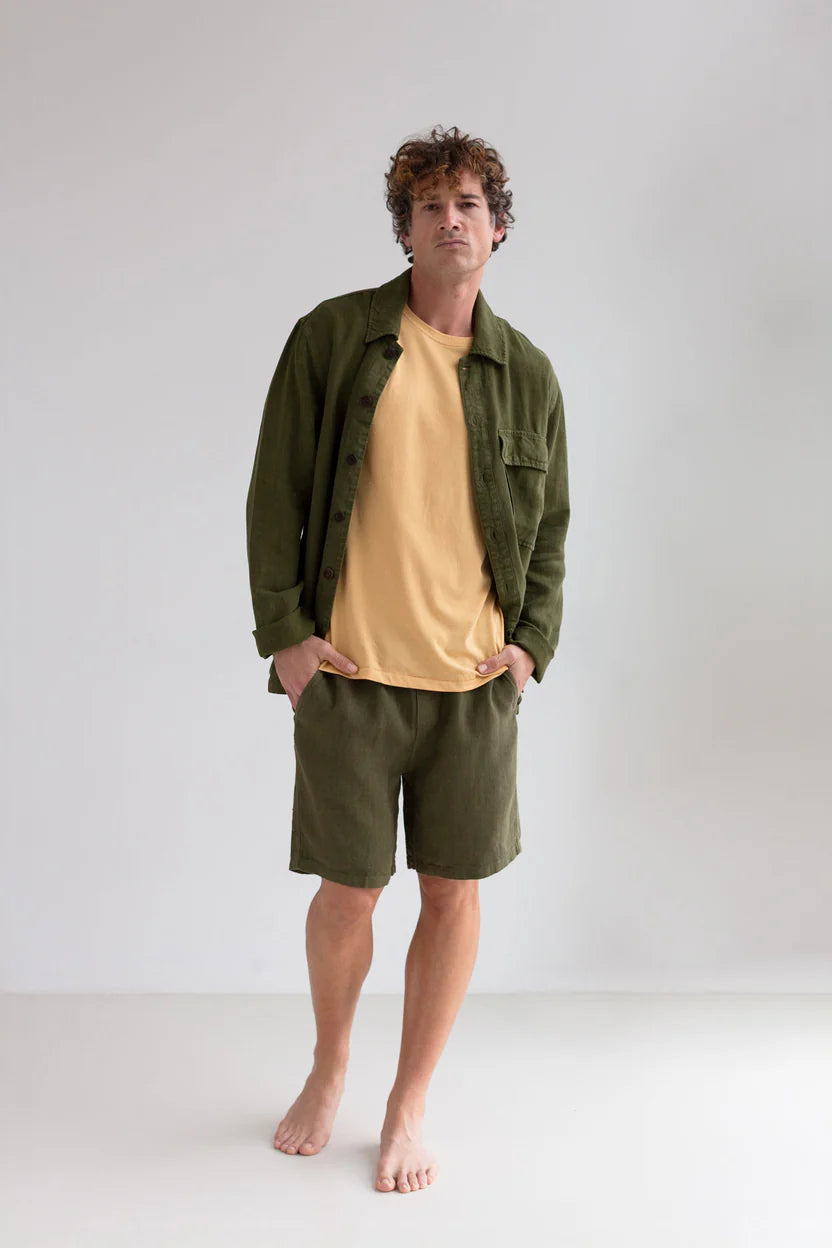 Bagaat Linen Shorts — Codium Green