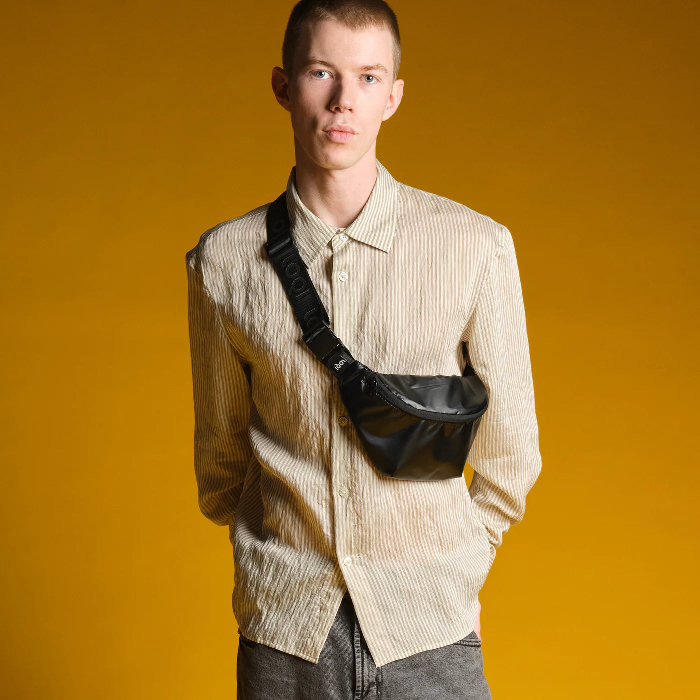 METALLIC Black Bumbag