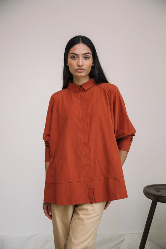 Magnolia Organic Cotton Jersey & Poplin Shirt - Paprika