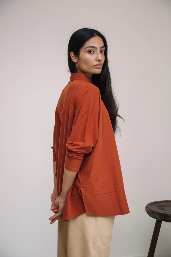 Magnolia Organic Cotton Jersey & Poplin Shirt - Paprika