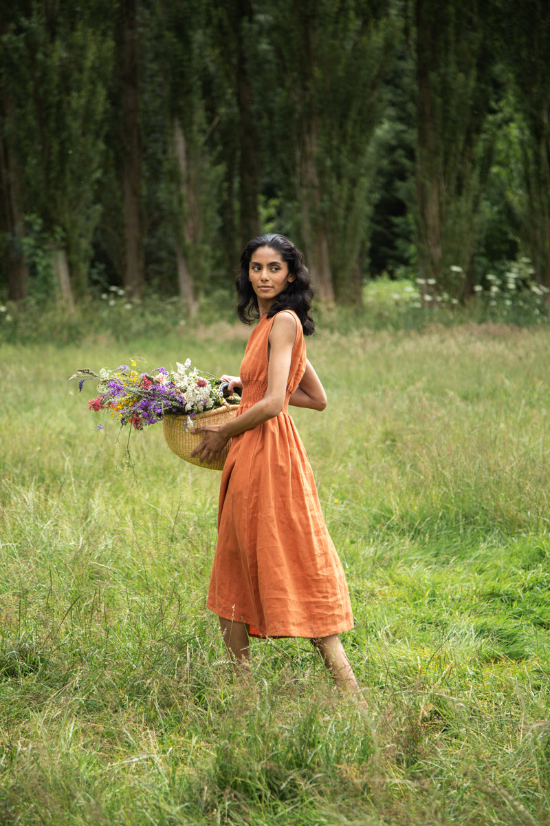 Ottillie-May Linen Dress - Russet