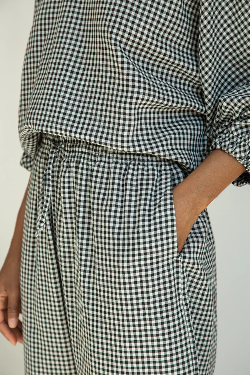 Cedar-Cay Organic Cotton Double Gauze Trousers GOTS - Monochrome Gingham