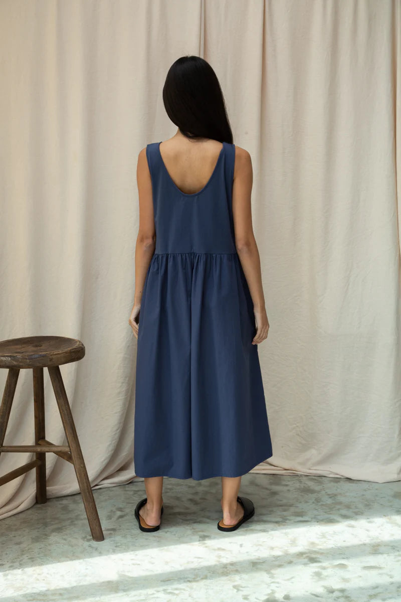 Rory Organic Cotton Jersey & Poplin Jumpsuit GOTS - Midnight