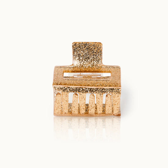 Square Hair Clip - Gold Glitter