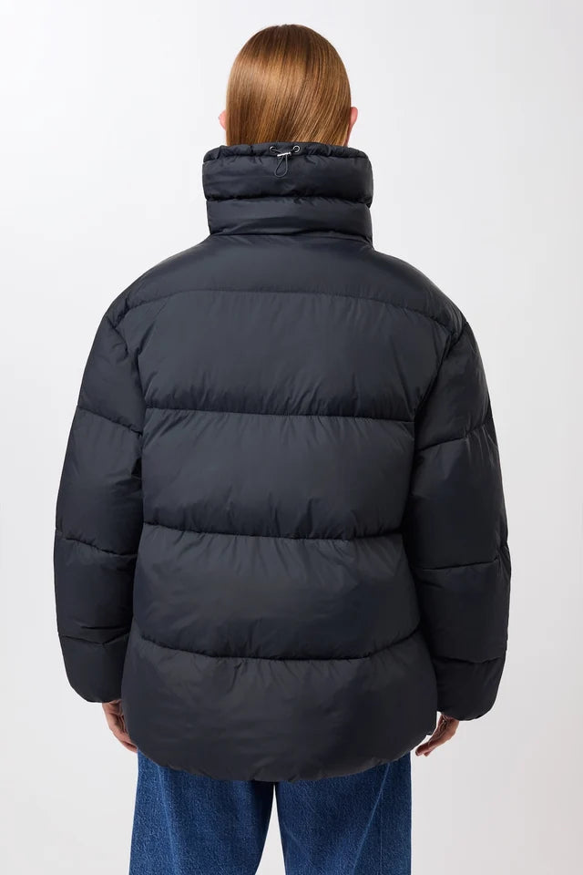 Quilted Jacket with Collar & Detachable Hood - Midnight
