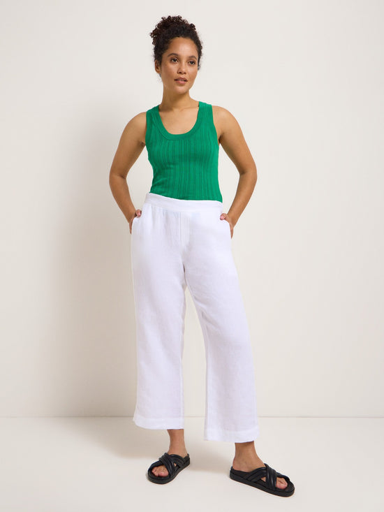 7/8-PANTS made of french linen - White