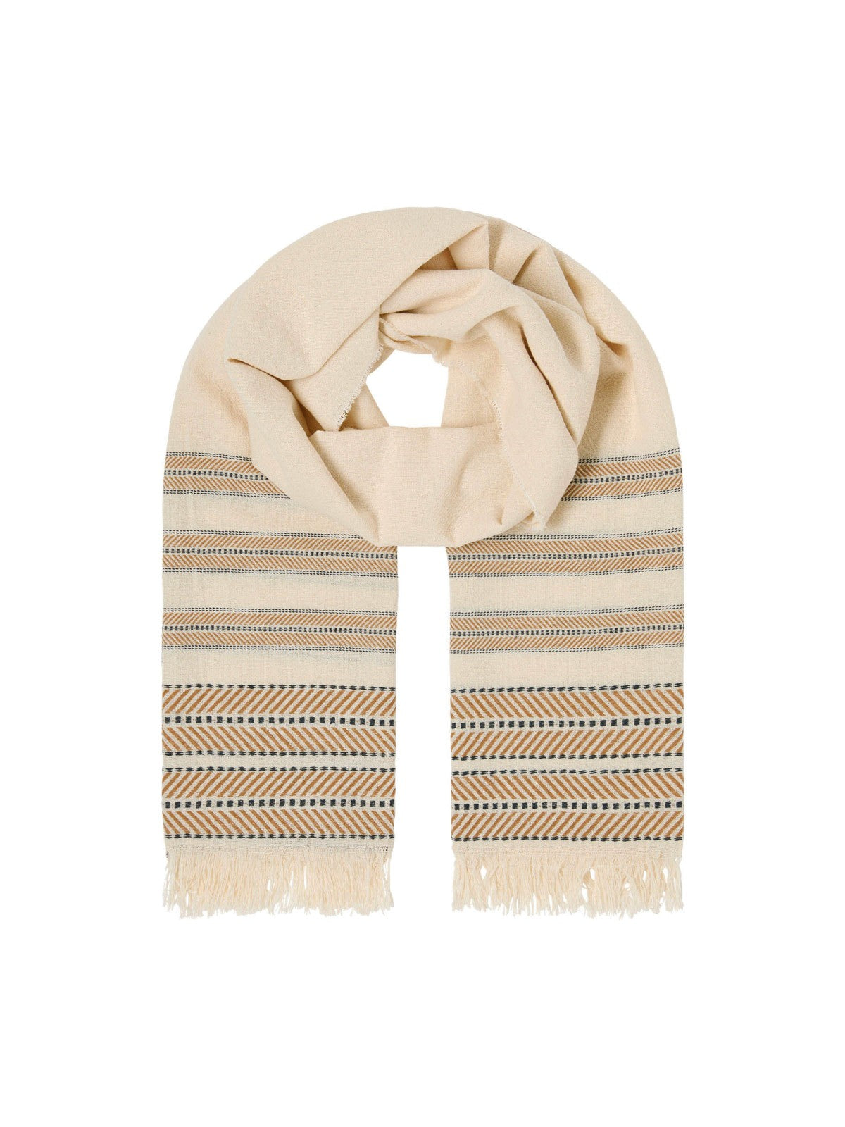 SCARF WITH IKAT PATTERN made of organic cotton - Natural