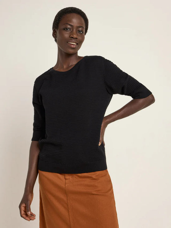 HALF SLEEVE SWEATER (GOTS) made of organic cotton - Black