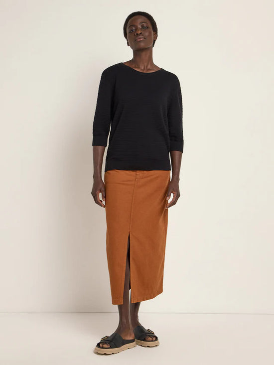 HALF SLEEVE SWEATER (GOTS) made of organic cotton - Black