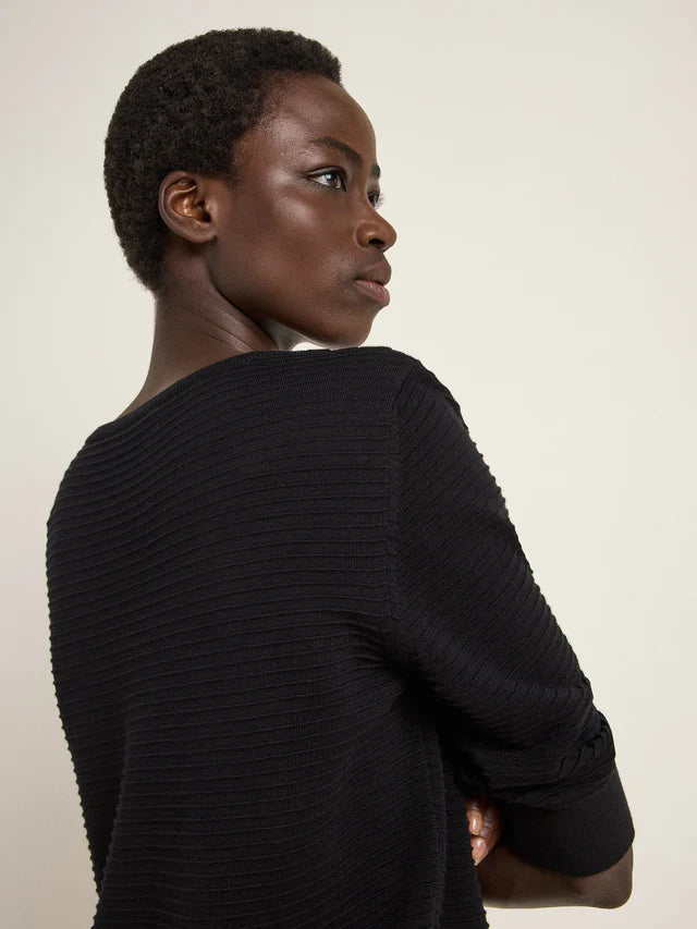 HALF SLEEVE SWEATER (GOTS) made of organic cotton - Black