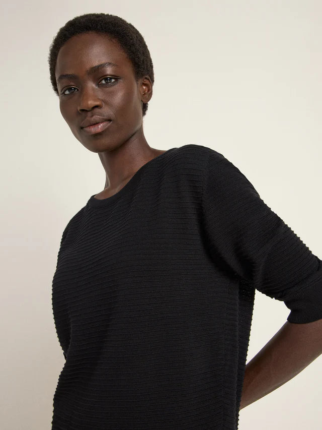 HALF SLEEVE SWEATER (GOTS) made of organic cotton - Black