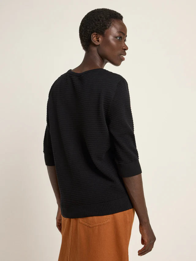 HALF SLEEVE SWEATER (GOTS) made of organic cotton - Black