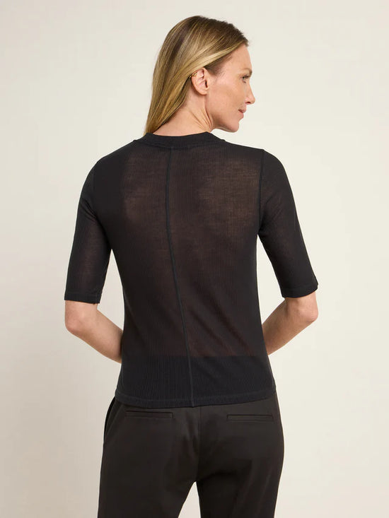 TENCEL™ Lyocell stand-up collar shirt - Black