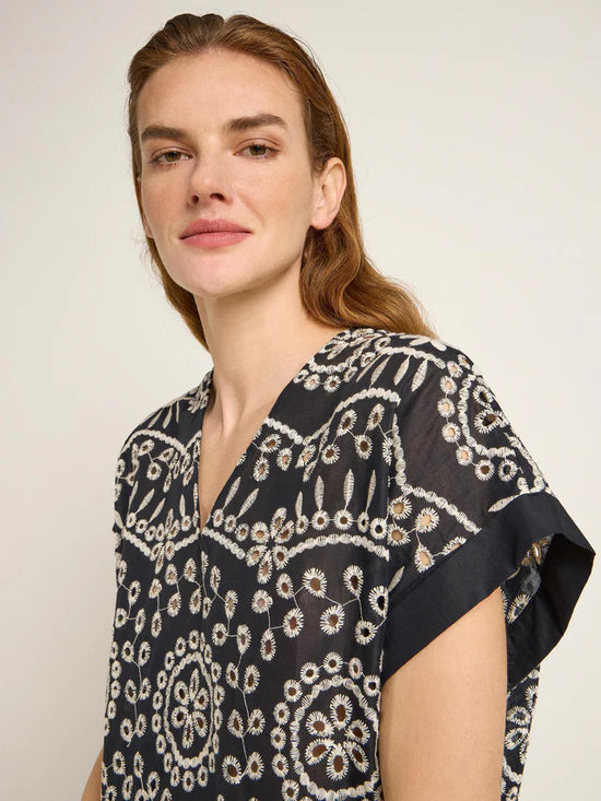 Blouse shirt (OCS) with embroidery - Black & Anglaise
