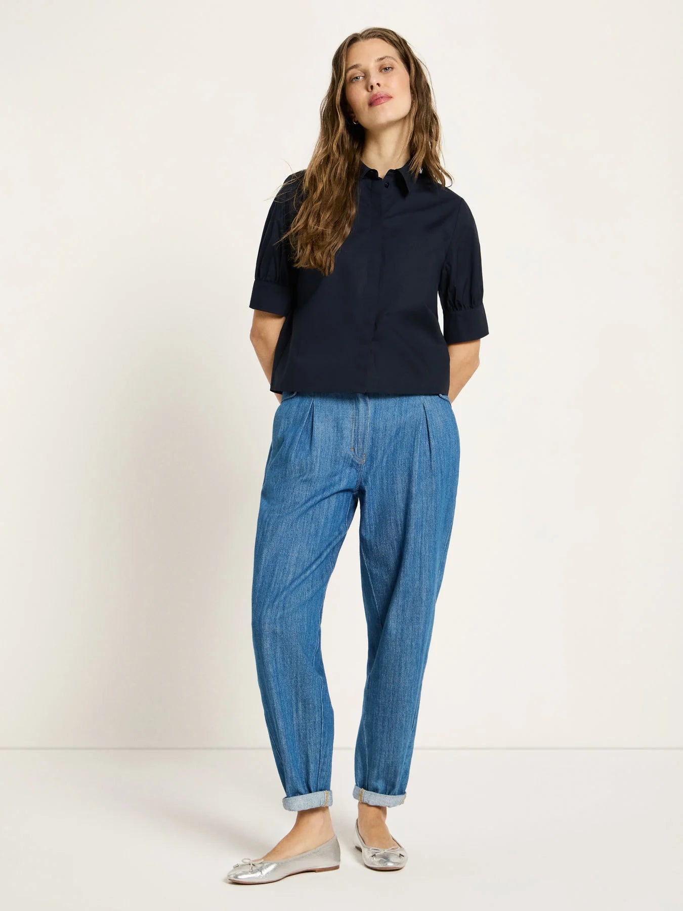 Blouse with puff sleeves GOTS - Onyx