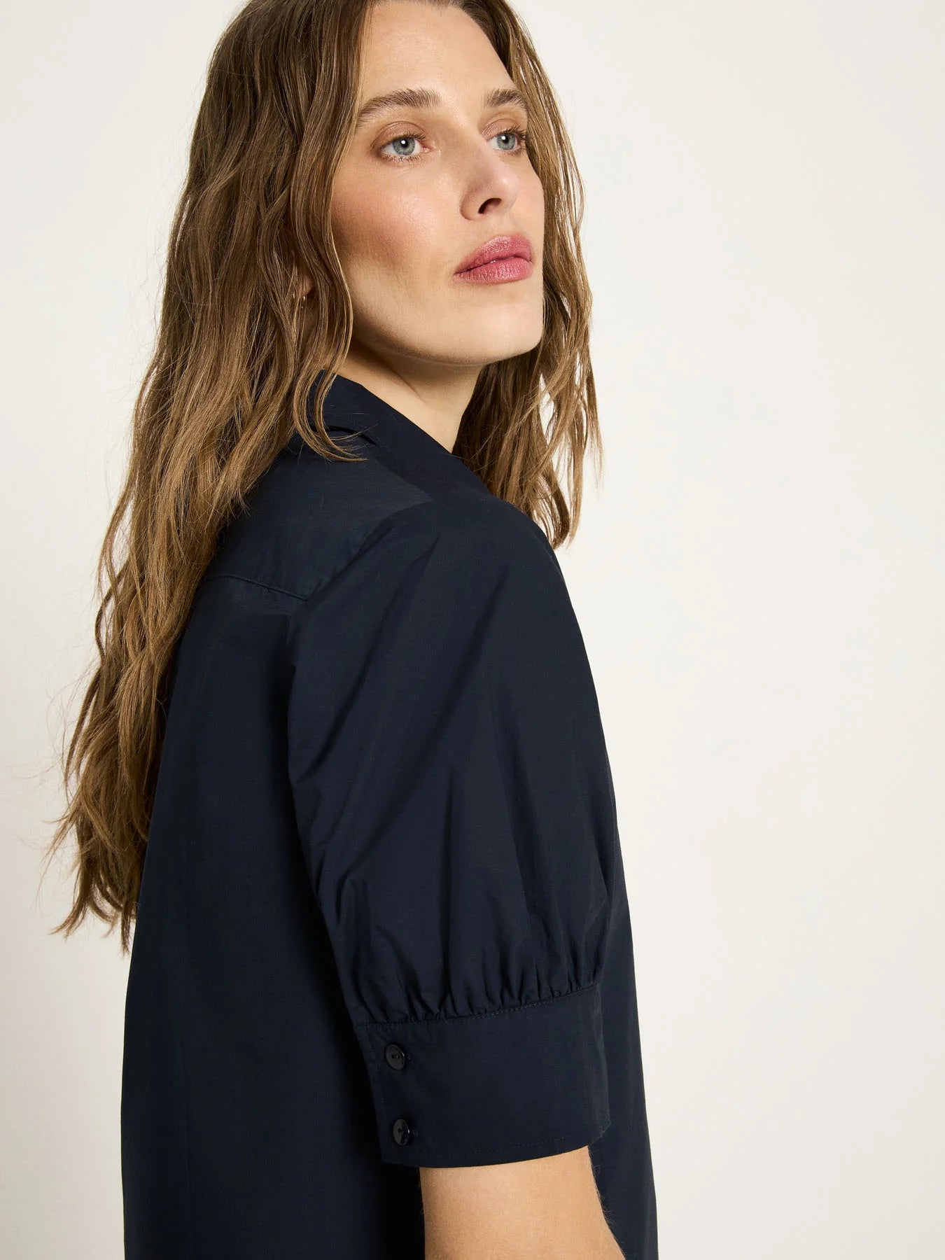 Blouse with puff sleeves GOTS - Onyx