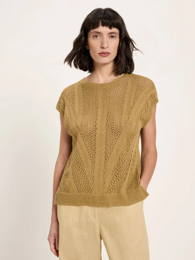 Knit vest with openwork - Khaki
