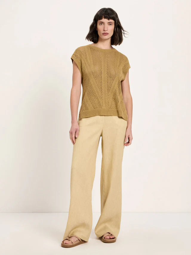 Knit vest with openwork - Khaki