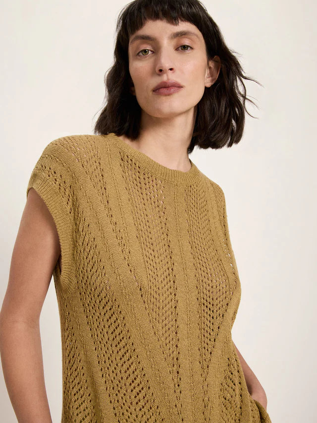 Knit vest with openwork - Khaki