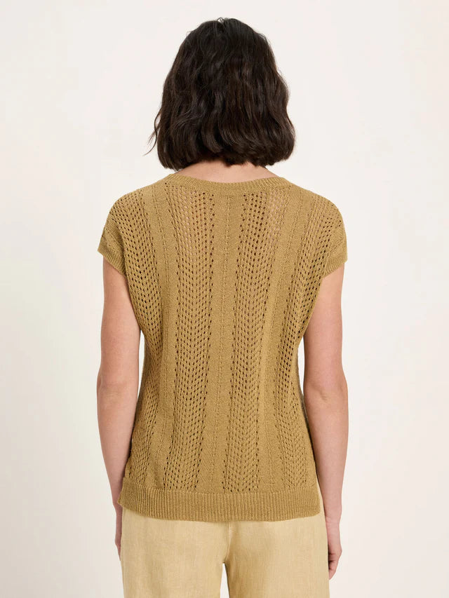 Knit vest with openwork - Khaki