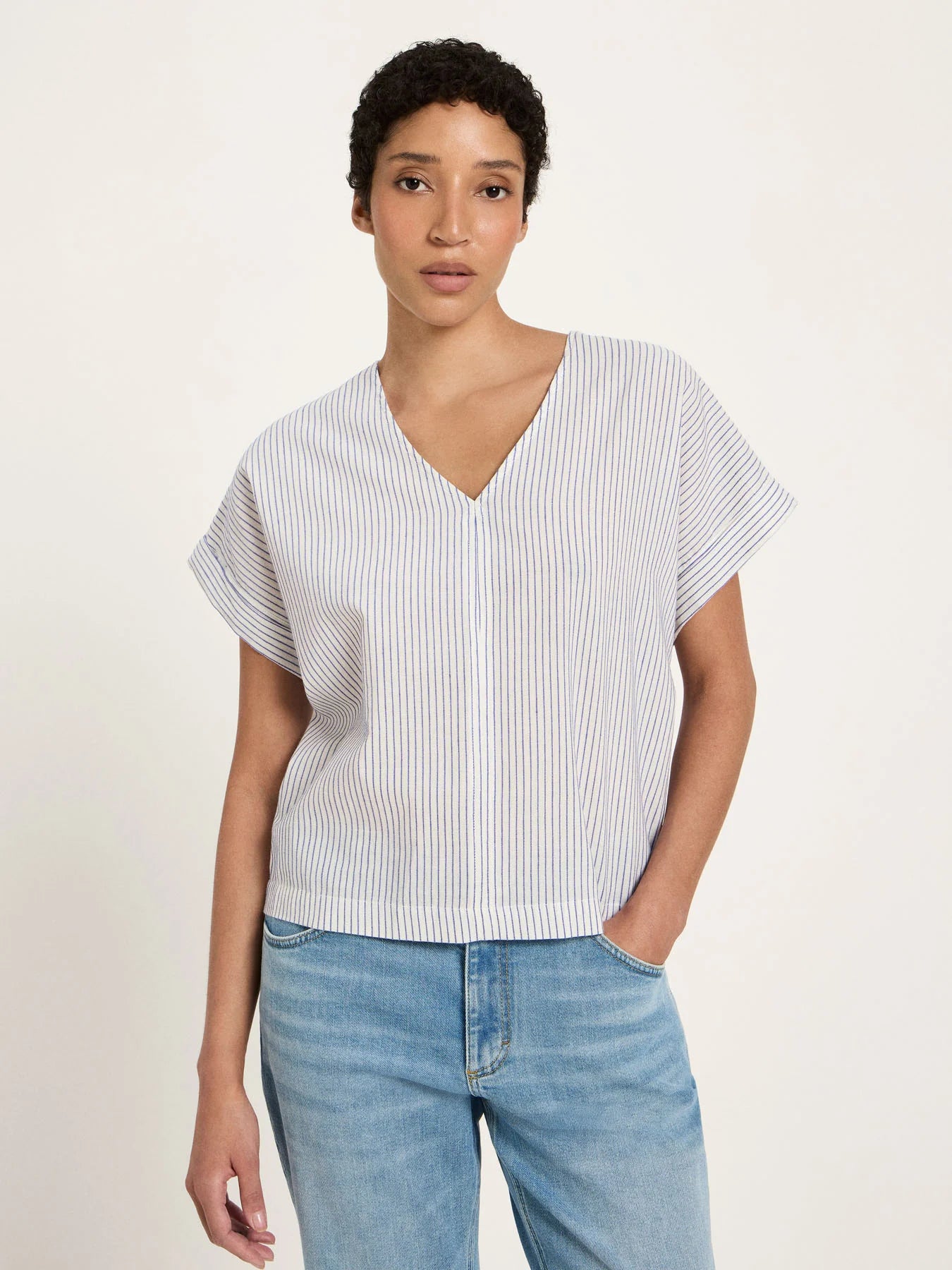Blouse Shirt (GOTS) Made from Organic Cotton, Viscose & Linen