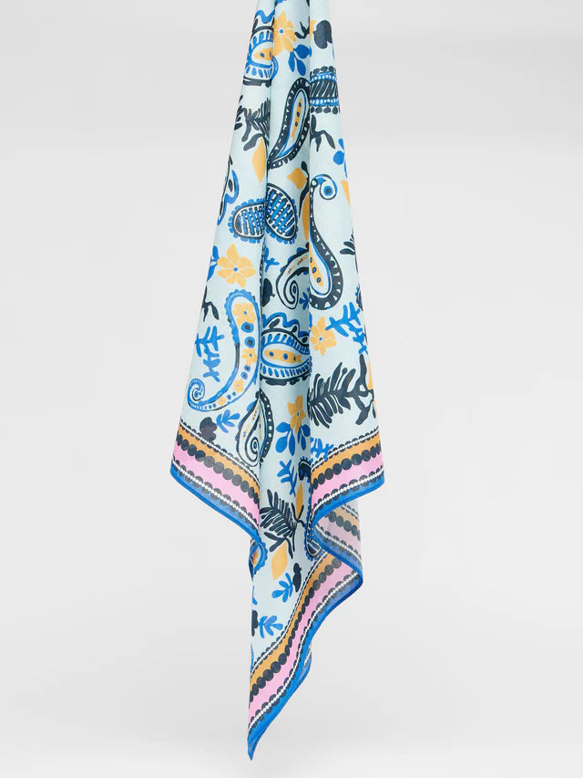 Tuch GOTS aus Bio-Baumwolle - Print Paisley Mint