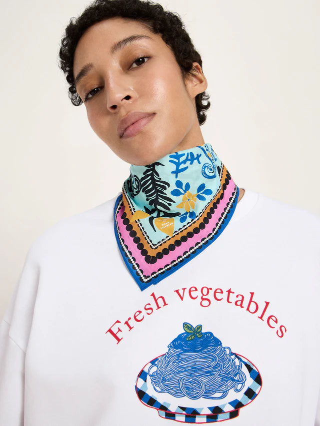 Tuch GOTS aus Bio-Baumwolle - Print Paisley Mint