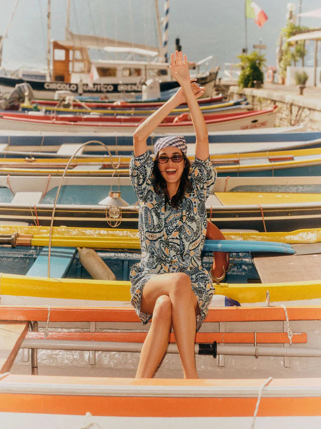 Tuch GOTS aus Bio-Baumwolle - Print Paisley Mint