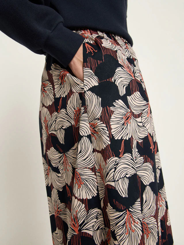 Midi skirt (GOTS) - Print Bloom Onyx