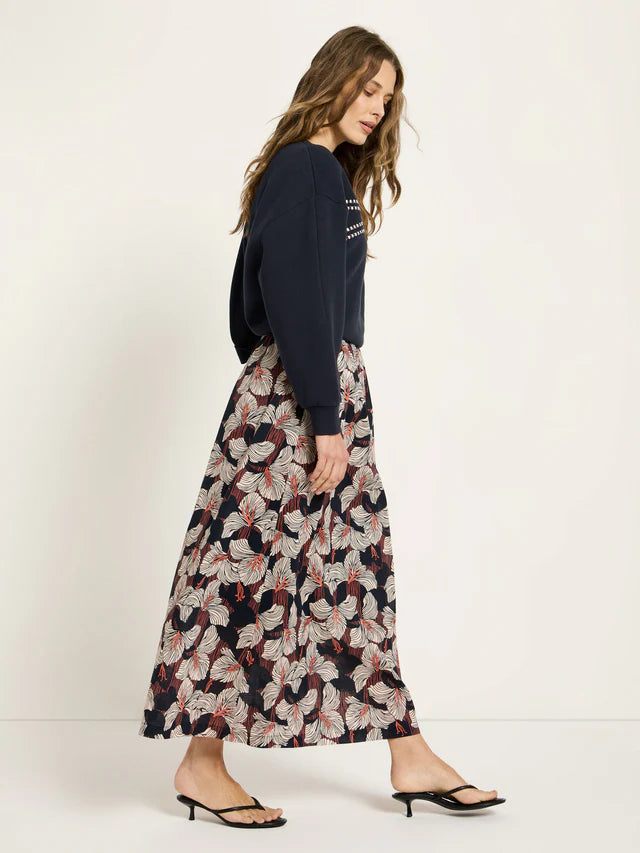 Midi skirt (GOTS) - Print Bloom Onyx