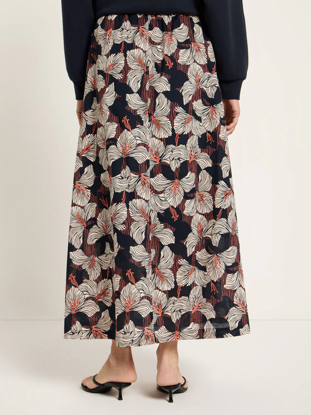 Midi skirt (GOTS) - Print Bloom Onyx