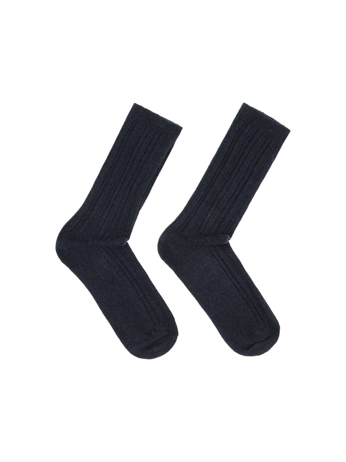 Rib Knit Wool Socks GOTS - Midnight Melange