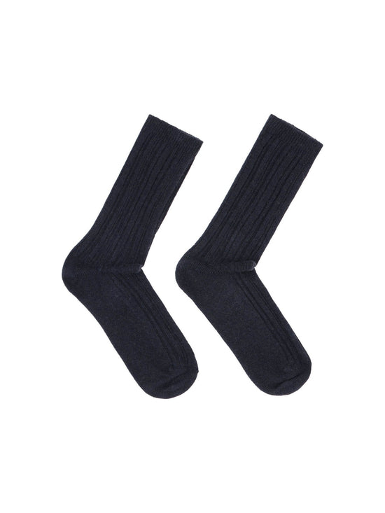 Rib Knit Wool Socks GOTS - Midnight Melange