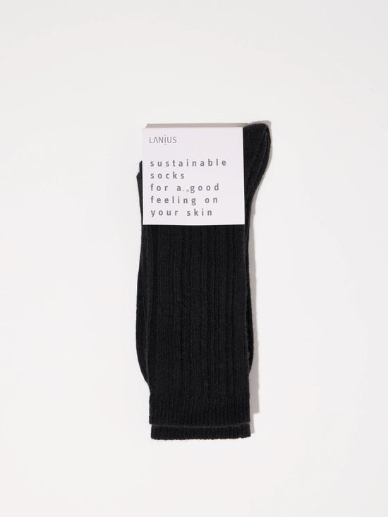 Rib Knit Wool Socks GOTS - Midnight Melange