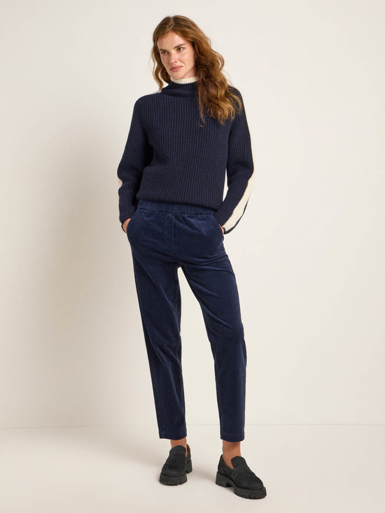 CORDUROY TROUSERS WITH ELASTIC WAISTBAND (GOTS) - Midnight