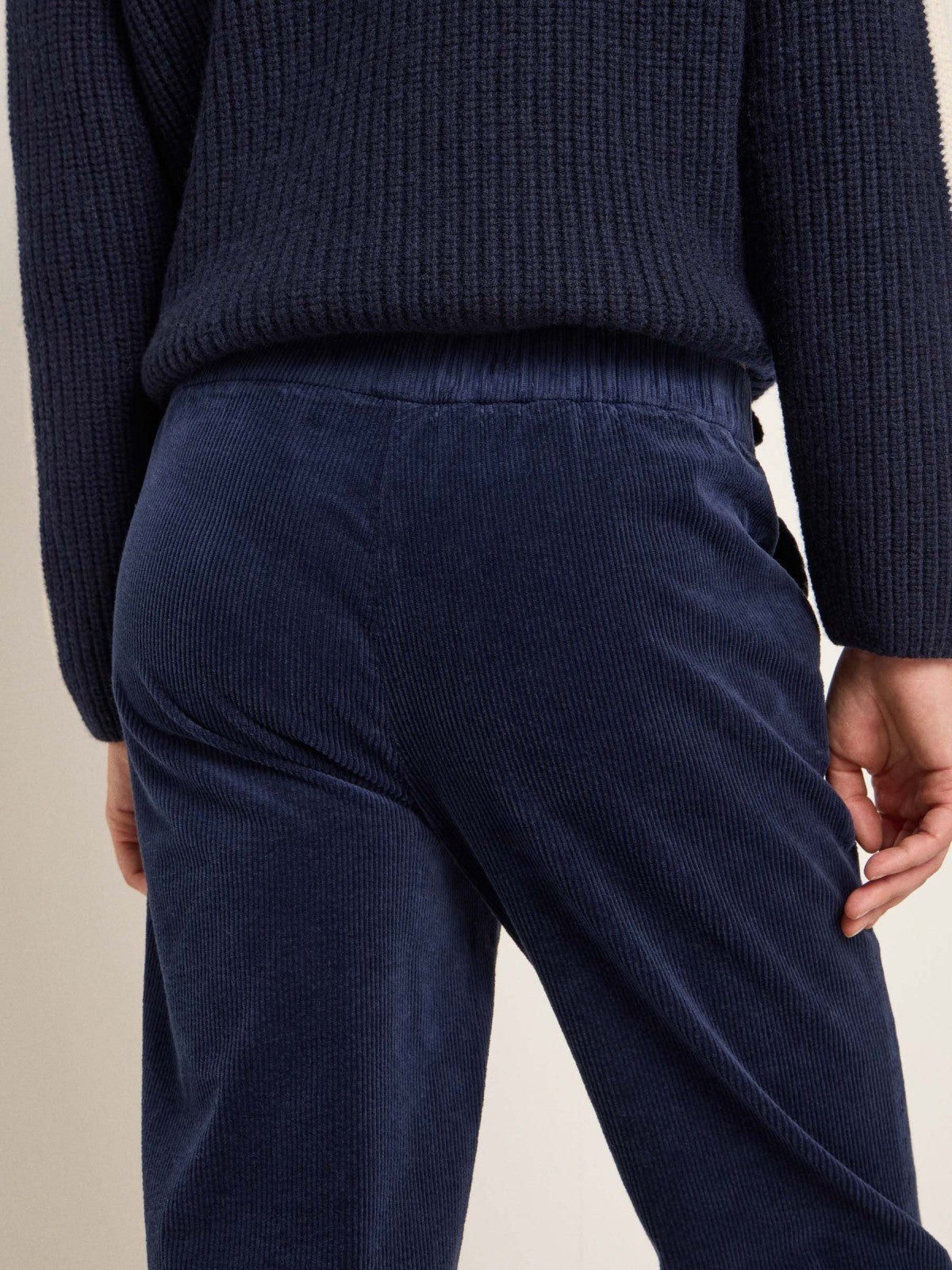 CORDUROY TROUSERS WITH ELASTIC WAISTBAND (GOTS) - Midnight