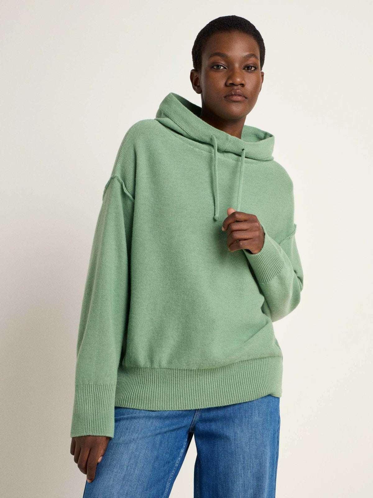 SWEATER WITH HOOD - Sage