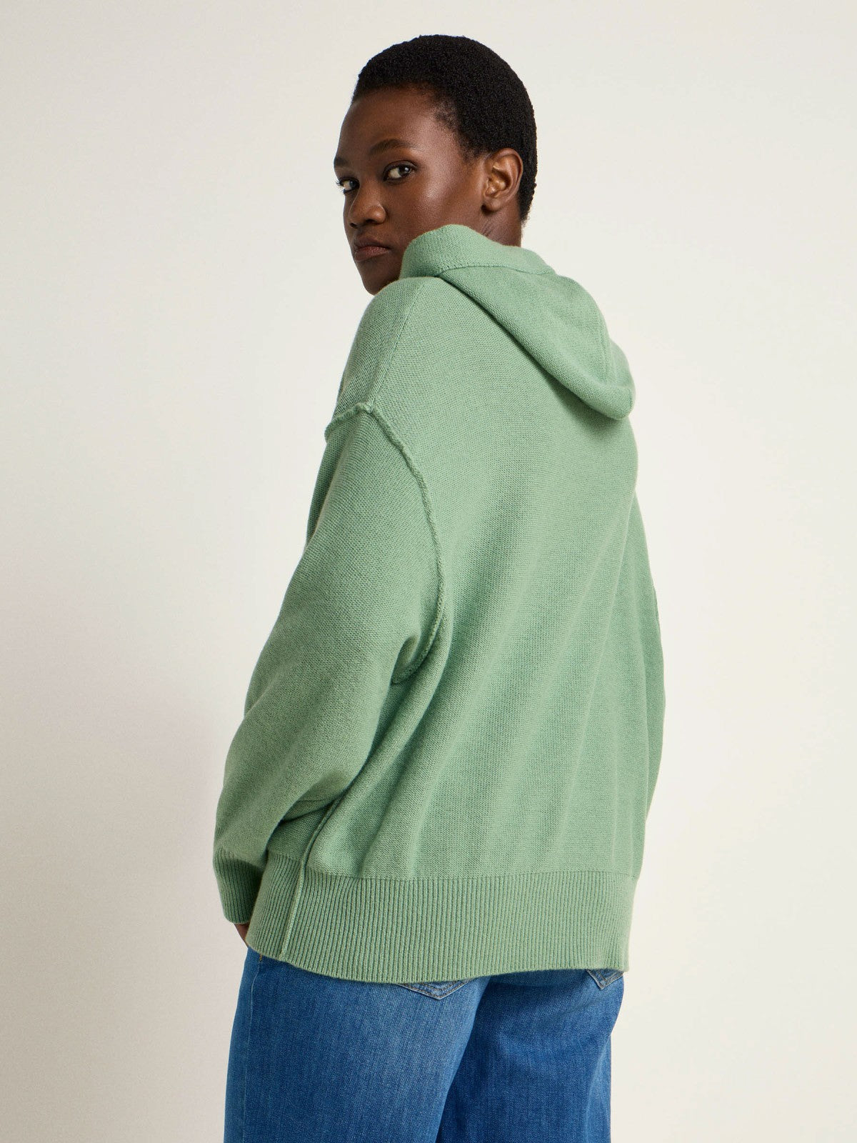 SWEATER WITH HOOD - Sage