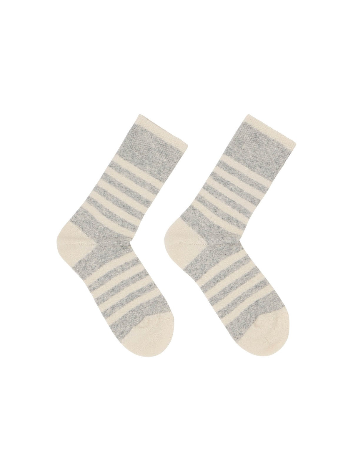 Wool Socks with Stripes (GOTS) - Gray Melange