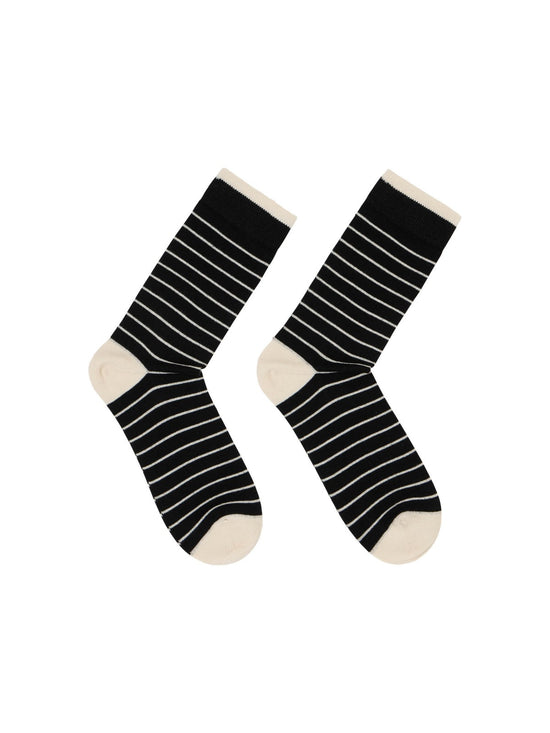 SOCKS WITH STRIPES (GOTS) - Black & Off White