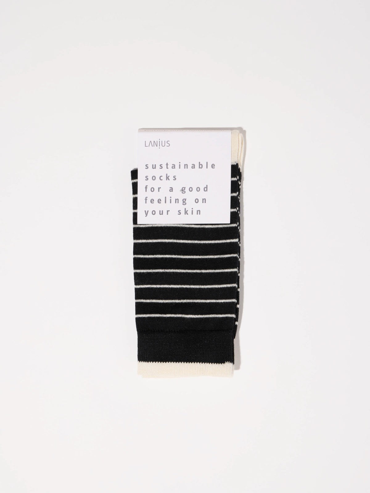 SOCKS WITH STRIPES (GOTS) - Black & Off White