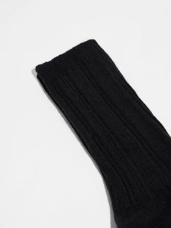 Rib Knit Wool Socks GOTS - Black