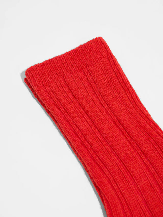 Rib Knit Wool Socks GOTS - Red Alert